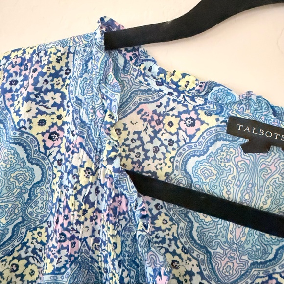Talbots Pintuck Popover Dotted Paisley Blouse Size L - Picture 6 of 11